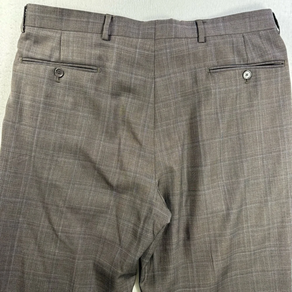 Jos A Bank Signature Gold Suit 41R Blazer 36W Pants Brown Windowpane - Picture 13 of 15
